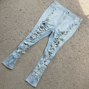 Light Wash Denim Distressed Jeans Plus 2x 3x XXL XXXL New With Tags